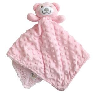 Crevent Baby Comforting Security Blanket Lovey Pink Teddy Bear Plush Sherpa